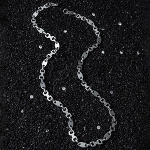 Collier chaîne à maillons en H pour hommes en acier inoxydable poli style hip-hop