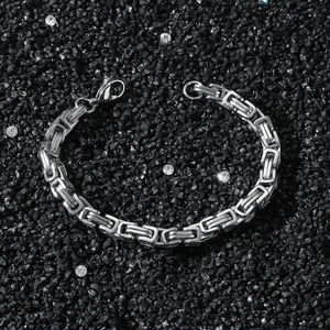 Men's Stainless Steel Byzantine Paperclip Chain Bracelet Hip Hop Silver Color Punk Style Link Bracelet For Men Jewelry