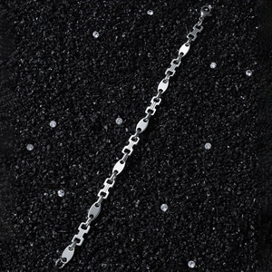 Men hip hop stainless steel bracelet with oval link chain design on black stones