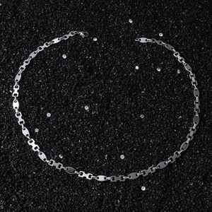 Collier hip-hop pour hommes en acier inoxydable avec maillons ovales et carrés sur pierres