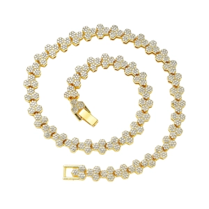 Hiphop Iced Out Kette Halskette Für Herren Damen Vergoldet Versilbert Zinklegierung Strass Panzerkette Schmuck