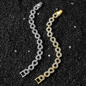 Bracelet hip-hop pour homme avec maillons infini sertis de diamants brillants