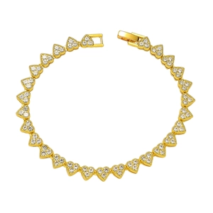 Bracelet hip-hop doré pour femme avec maillons cœur et zircons étincelants