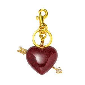Porte-clés Cœur en Résine Rouge Étincelante Avec Flèche de Cupide en Strass Bijou de Sac en Alliage de Zinc Cadeau de Saint Valentin