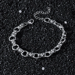 Retro Edelstahl-Kettenarmband mit runden Gliedern und verstellbarem Karabinerverschluss