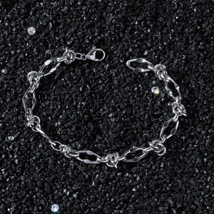 Vintage Stainless Steel Geometric Link Splicing Chain Bracelet Hip Hop Unisex Fashion Jewelry Accessory