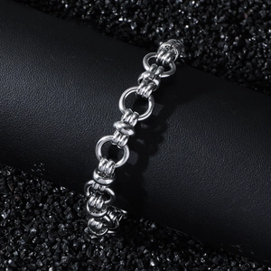Retro Hip-Hop Edelstahl Panzerarmband mit industriellem Knebelverschluss in Silber