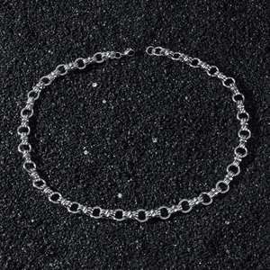Herren Hip Hop Edelstahlkette mit geometrischen Gliedern und strukturierten Rundringen