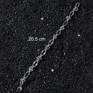 Hip hop vintage stainless steel geometric link chain bracelet in silver finish, 20.5 cm