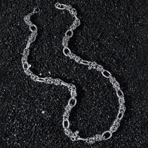 Collier Chaîne Byzantine Hip Hop en Acier Inoxydable Hommes Femmes Poli Street Style Industriel Punk Bijoux de Cou Argenté