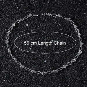 Mens hip hop style 50cm silver rhombic knotted chain necklace on black stone background