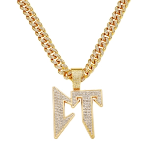 Herren Hip Hop Iced Out Strass CT Buchstaben Anhänger Halskette Zinklegierung Panzerkette Gold Silber Schmuck Für Party