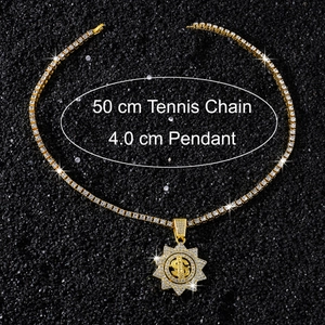 Dettaglio catena tennis hip hop con ciondolo a dollaro rotante da 4,0 cm