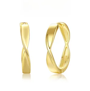 Detailed view of 925 sterling silver twisted hoop earrings with S925 engraving
