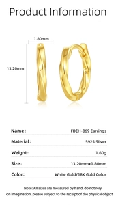 Detailed technical diagram showing S925 silver Mobius hoop earrings dimensions and weight