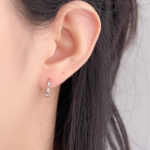 Polished 925 sterling silver mini twisted hoop earrings for women with minimalist design