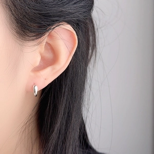 Minimalist S925 sterling silver waterdrop hoop earrings with a polished silver finish