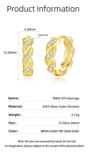 Größentabelle für 925 Silber Twisted-Creolen mit Zirkonia-Inlay und Maßen in mm