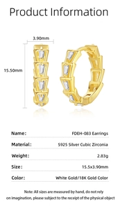 Detailed specs of double layer trapezoid pave earrings in S925 sterling silver