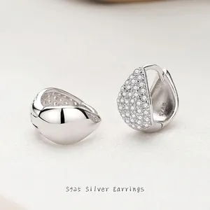 S925 Sterling Silver Waterdrop Earrings With Cubic Zirconia Half Pave Micro Inlaid Teardrop Huggie Hoop Earrings For Women Luxury Fashion Jewelry
