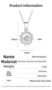 Detailed view of S925 sterling silver windmill necklace showing dimensions 19x12mm and weight