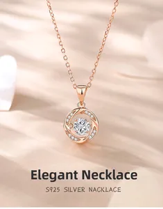 Macro detail of S925 sterling silver beating heart necklace in rose gold finish