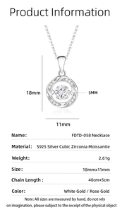 Detailed specs of S925 silver moissanite necklace featuring 18mm x 11mm pendant