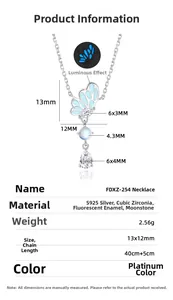 Spécifications du collier papillon en argent S925 avec pierre de lune et zircone