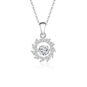 S925 sterling silver sunflower pendant necklace with sparkling moissanite main stone