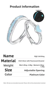 Détails des bagues de couple S925 en argent lumineux avec texture martelée et taille réglable