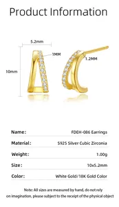Size chart showing dimensions of 925 sterling silver mini zircon earrings 10x5.2mm