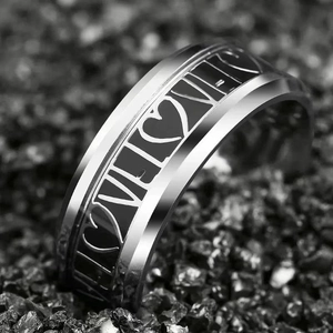 Men Women Stainless Steel Spinner Ring LOVE Heart Carved Band Rotatable Stress Relief Ring Chinese Dragon Jewelry Gift