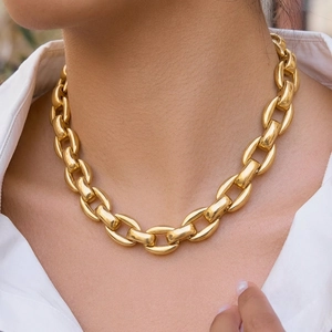 Hip Hop Stainless Steel Jewelry Thick Big Gold Chain Necklace And Bracelet Hypoallergenic Street Style Men Women