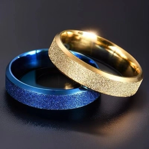 Bague Anneau Minimaliste en Acier Inoxydable Dépoli pour Femme Largeur 6mm Sablé Électroplaqué Confort Bijoux de Mode