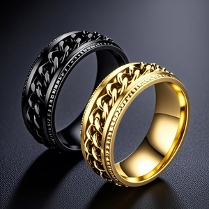 Anillo Giratorio de Acero Inoxidable para Hombre Estilo Hip Hop Punk Cadena Giratoria Anillo para el Dedo Alivio del Estrés Joyería Regalo para Hombre Unisex