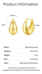 Macro view of chunky S925 sterling silver drop earrings with detailed size dimensions