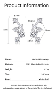 Detailspezifikationen für S925 Silberohrringe mit Maßen von 12x5,5 mm und CZ-Steinen