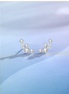 Detailaufnahme von S925 Sterlingsilber Ohrringen mit glänzenden Zirkonia Clustern