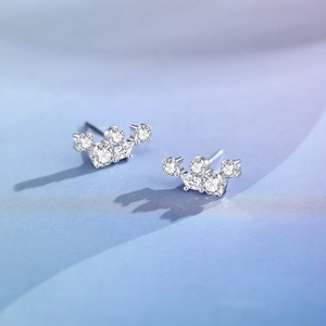 Exquisite S925 Sterlingsilber Zirkonia Ohrstecker mit edlem Kronen-Cluster-Design