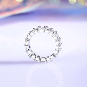 Sparkling S925 sterling silver eternity ring with round brilliant cut cubic zirconia