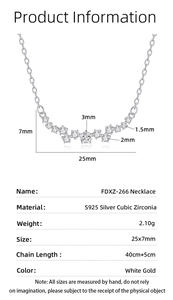 Detailed size specifications of the S925 sterling silver smile necklace with cubic zirconia