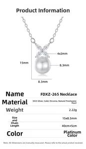 Detailed view of S925 silver necklace with 8.3mm freshwater pearl and marquise stones