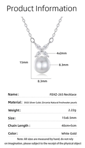 Detailed specs of 925 silver necklace with 15x8.5mm natural freshwater pearl pendant