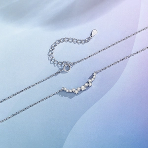 S925 sterling silver smile necklace for women featuring sparkling cubic zirconia stones