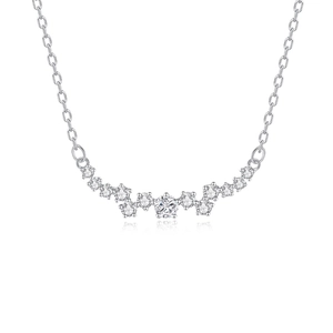 Sparkling S925 sterling silver smile necklace with brilliant zircon stones for women