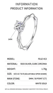 Tabella taglie dettagliata per anello in argento S925 con moissanite da 0,5ct