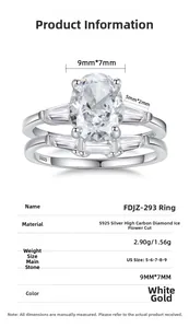 Detailed view of S925 silver bridal set with ice-cut carbon diamond and sizing info