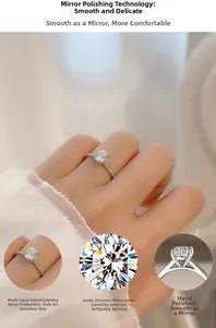 Makroaufnahme von 925 Sterling Silber Ring mit Moissanit und Vier-Krallen-Fassung