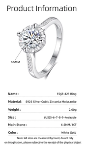 Specifiche dettagliate sulle dimensioni dell'anello corona in argento S925 con moissanite