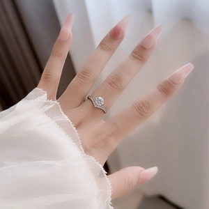 925 Sterling Silver Moissanite Crown Ring with Princess V-Shaped Band for Women